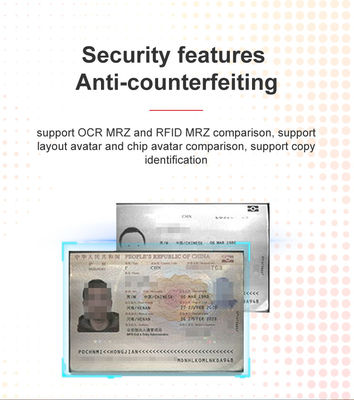 공항/호텔/ID 확인 장치용 24비트 색상 깊이 OCR 여권 스캐너