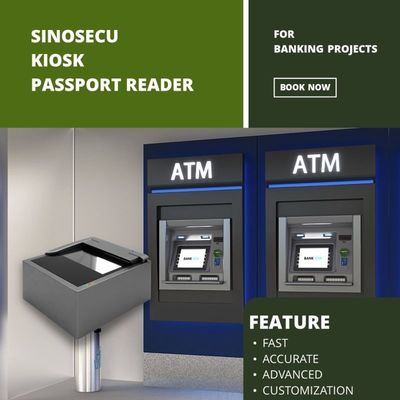2초 스캔 속도 USB 2.0 인터페이스 SINOCECU 키오스크 여권 스캐너 OCR MRZ 리더